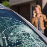 Broken car windshield