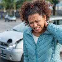 Woman with neck pain after suffer a car accident