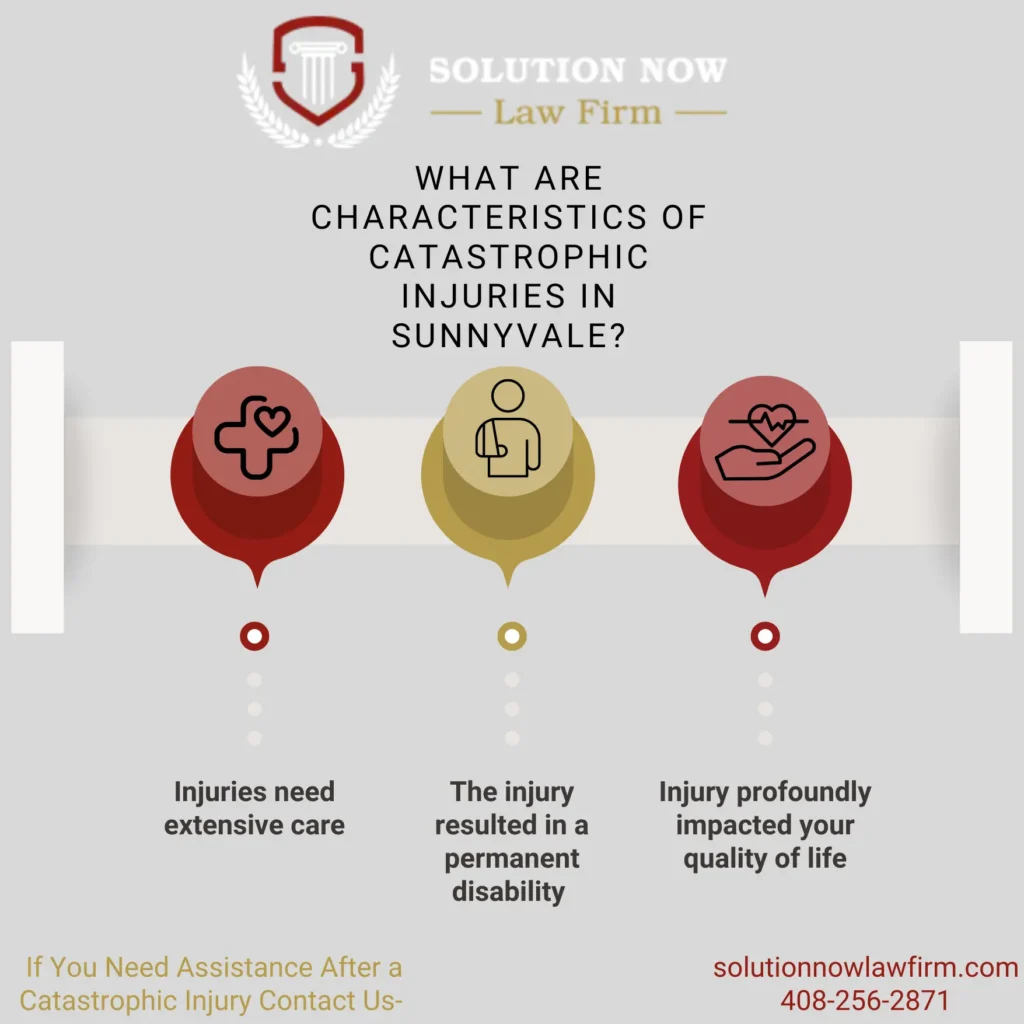 This infographic shows that Characteristics of Catastrophic Injuries in Sunnyvale