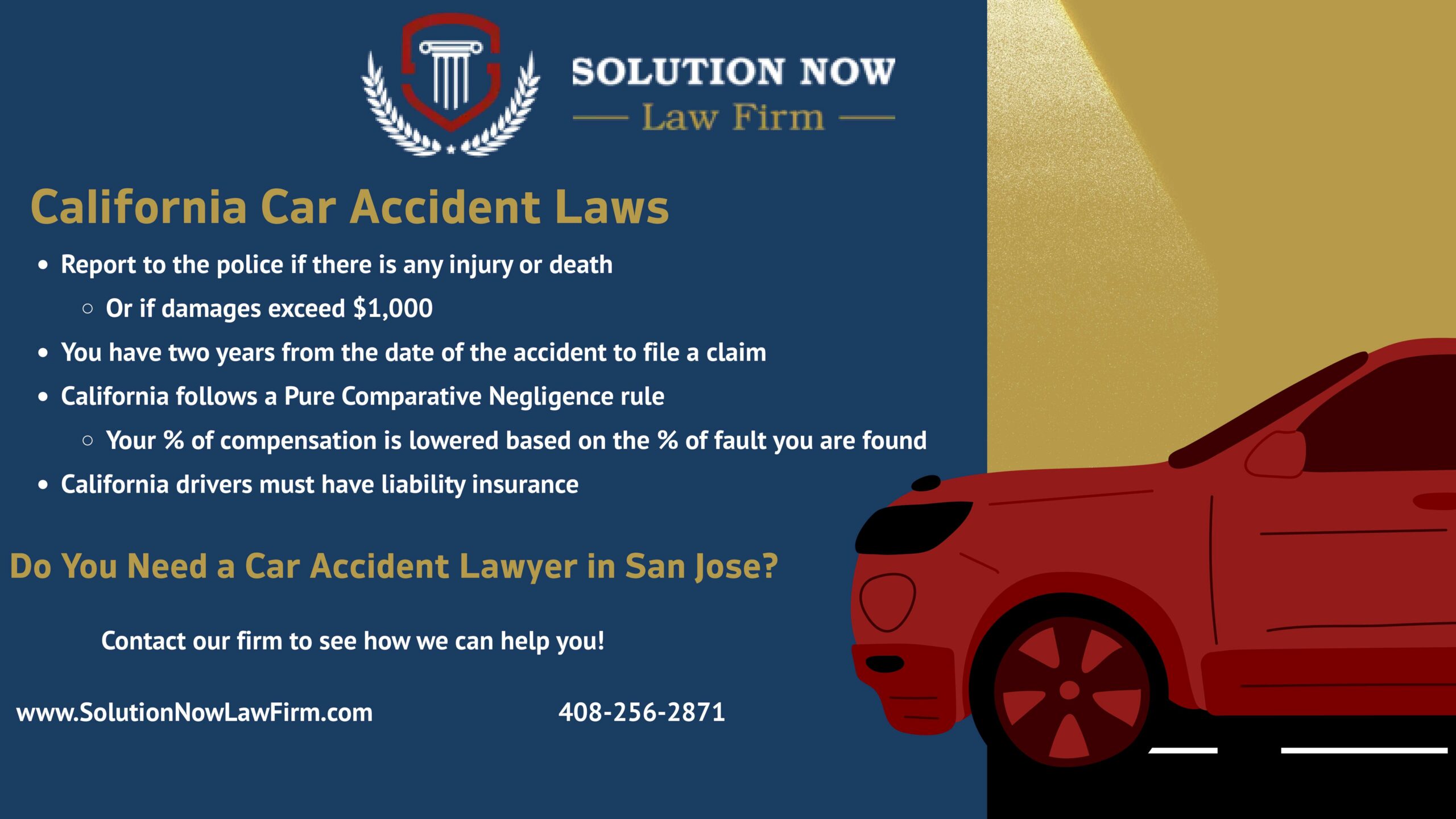 This Infographic shows that California Car Accident Laws